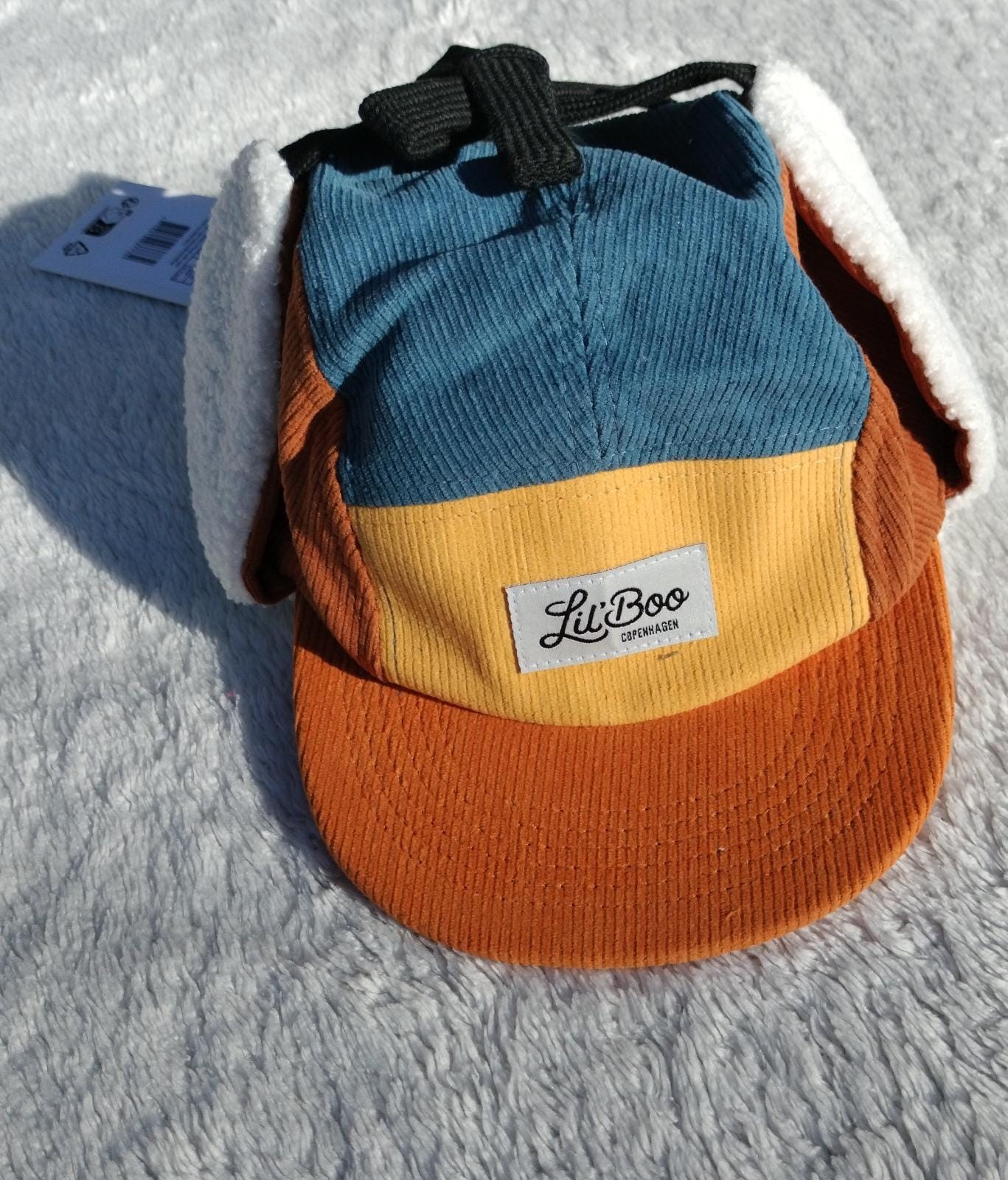 Casquette doublé polaire à 5 panneaux velour cotelé