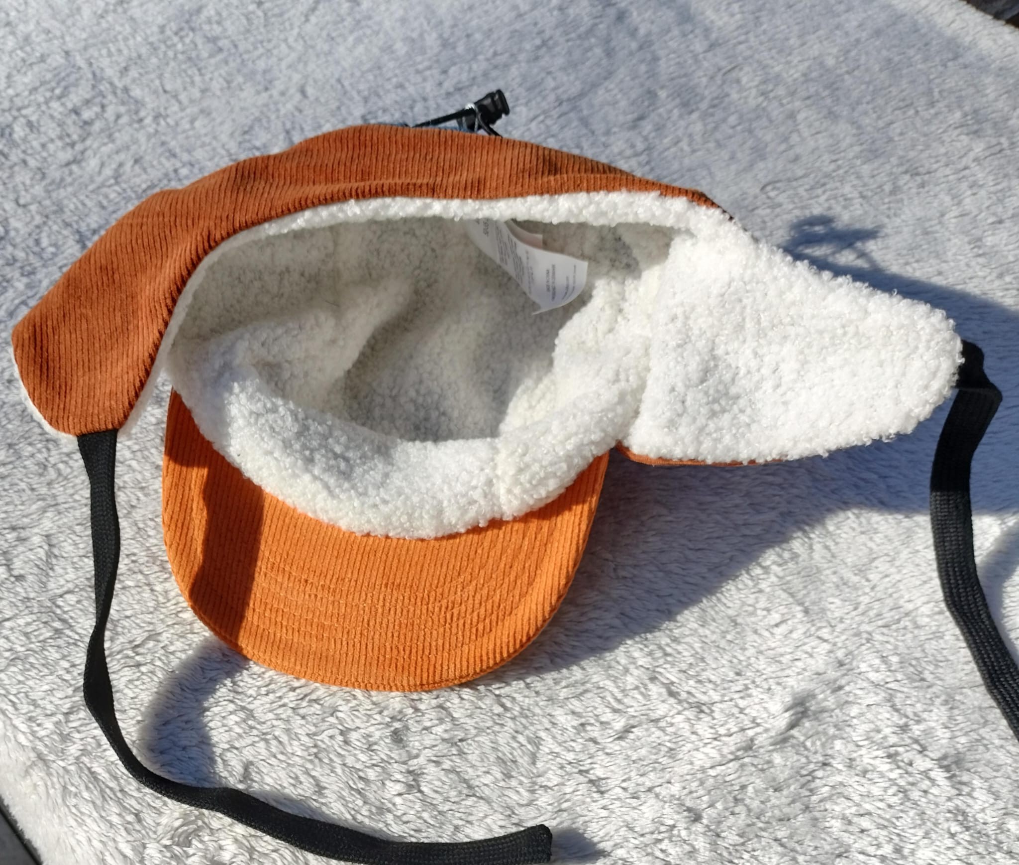 Casquette doublé polaire à 5 panneaux velour cotelé