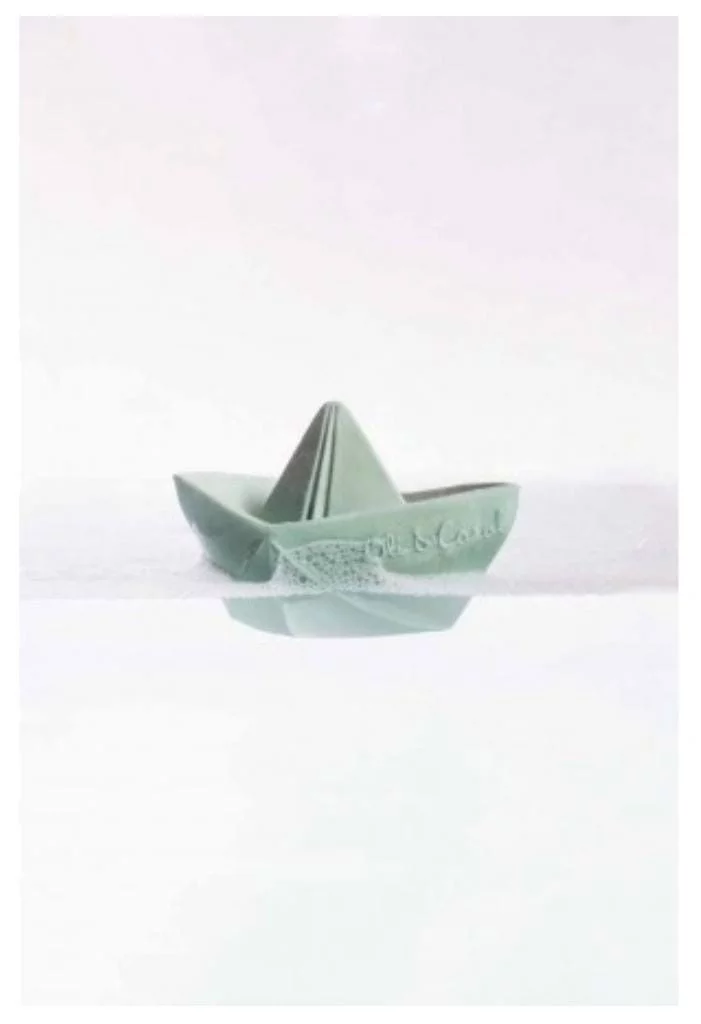 Bateau origamis vert menthe en caoutchouc