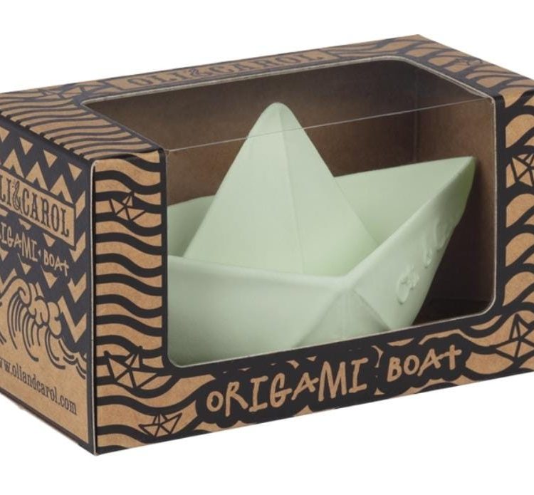Bateau origamis vert menthe en caoutchouc