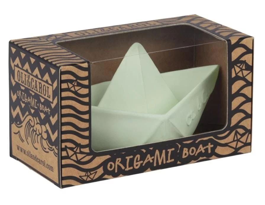 Bateau origamis vert menthe en caoutchouc