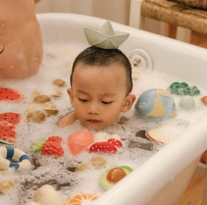 Jouet de bain en forme de bateau en origami à la menthe – Image 2