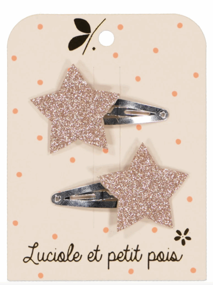 Barrettes étoiles - Glitter rose (paire)