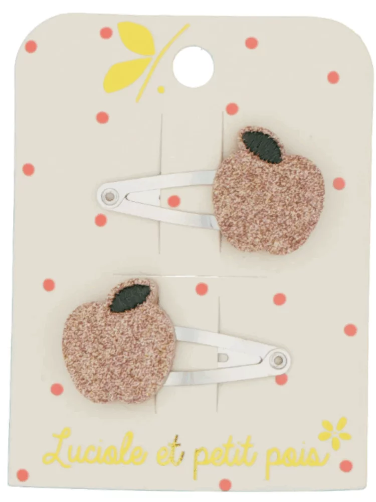 Barrettes mini pommes roses (paire)
