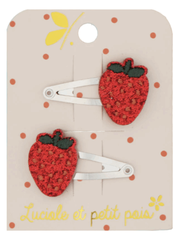 Barrettes mini fraises (paire)