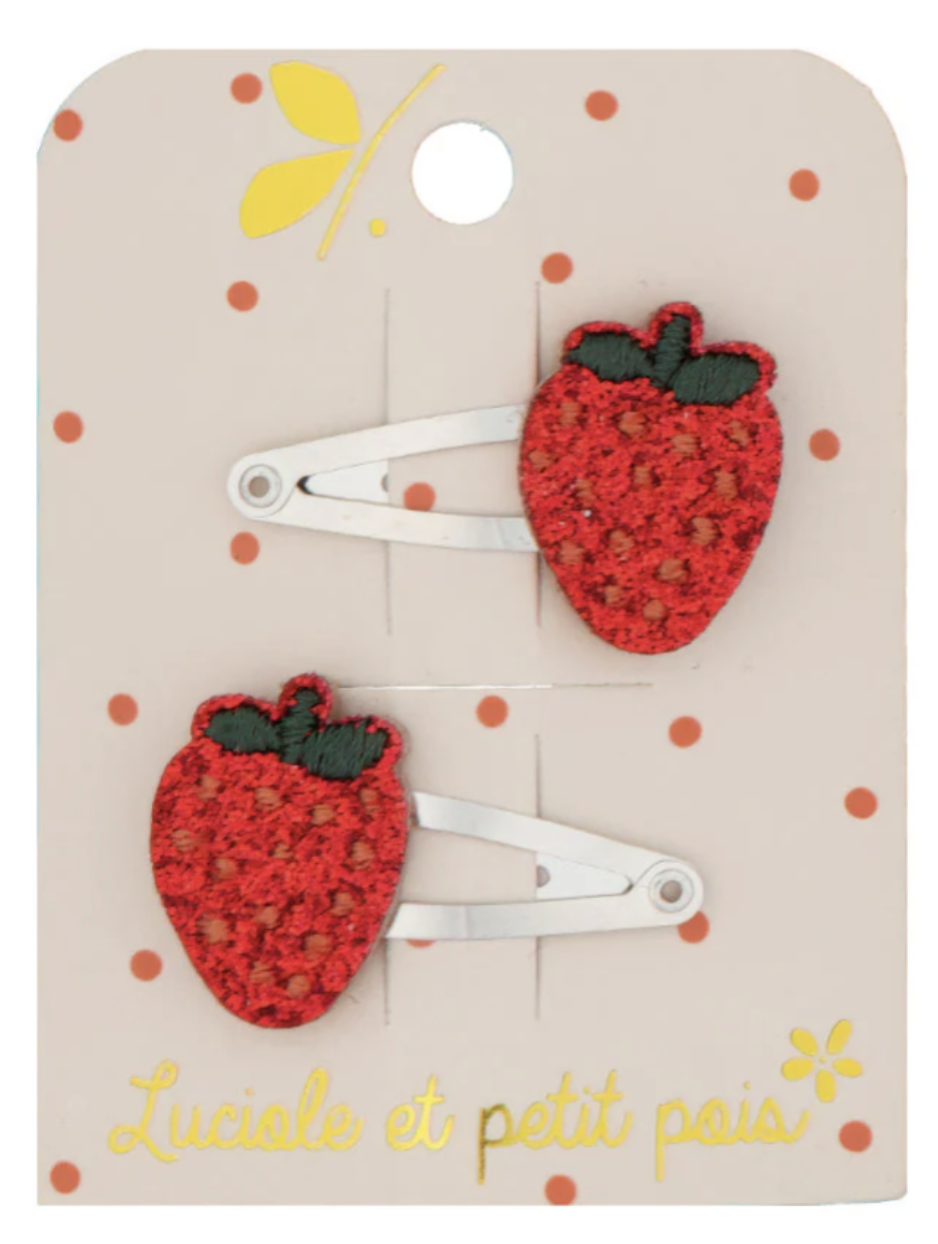 Barrettes mini fraises (paire)