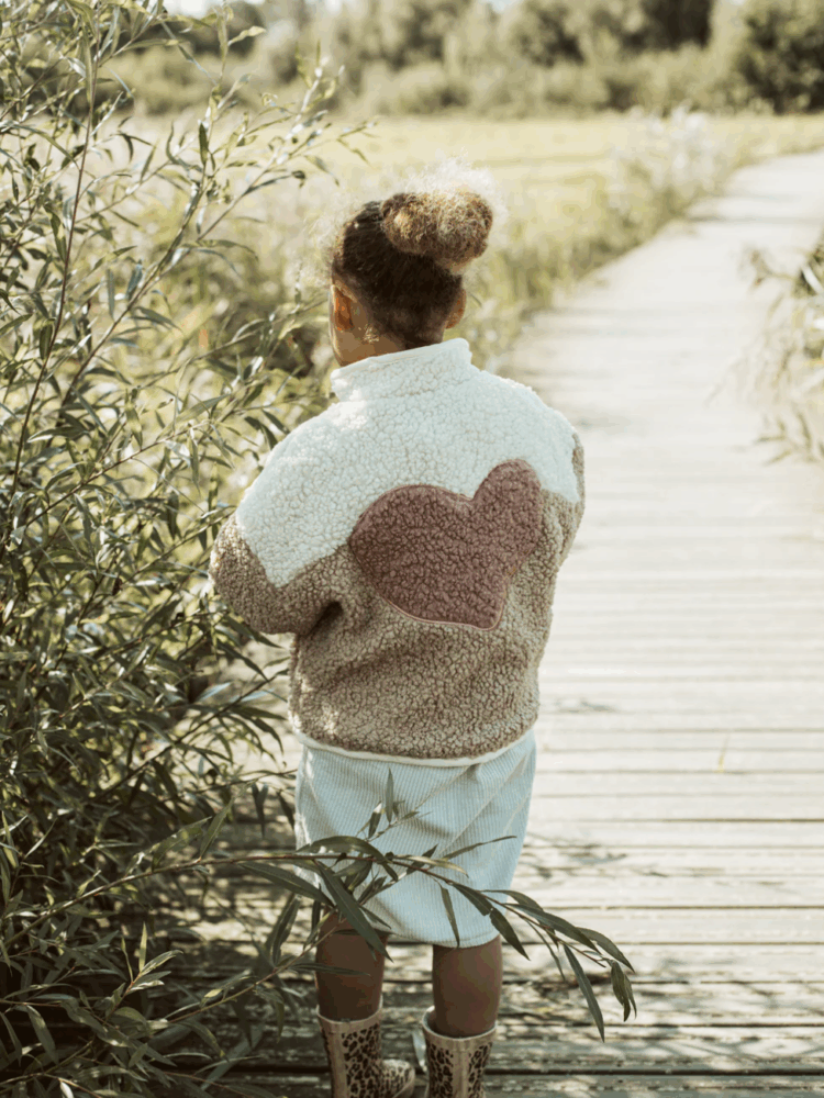 Polaire petit ours en peluche veste coeur canneberge
