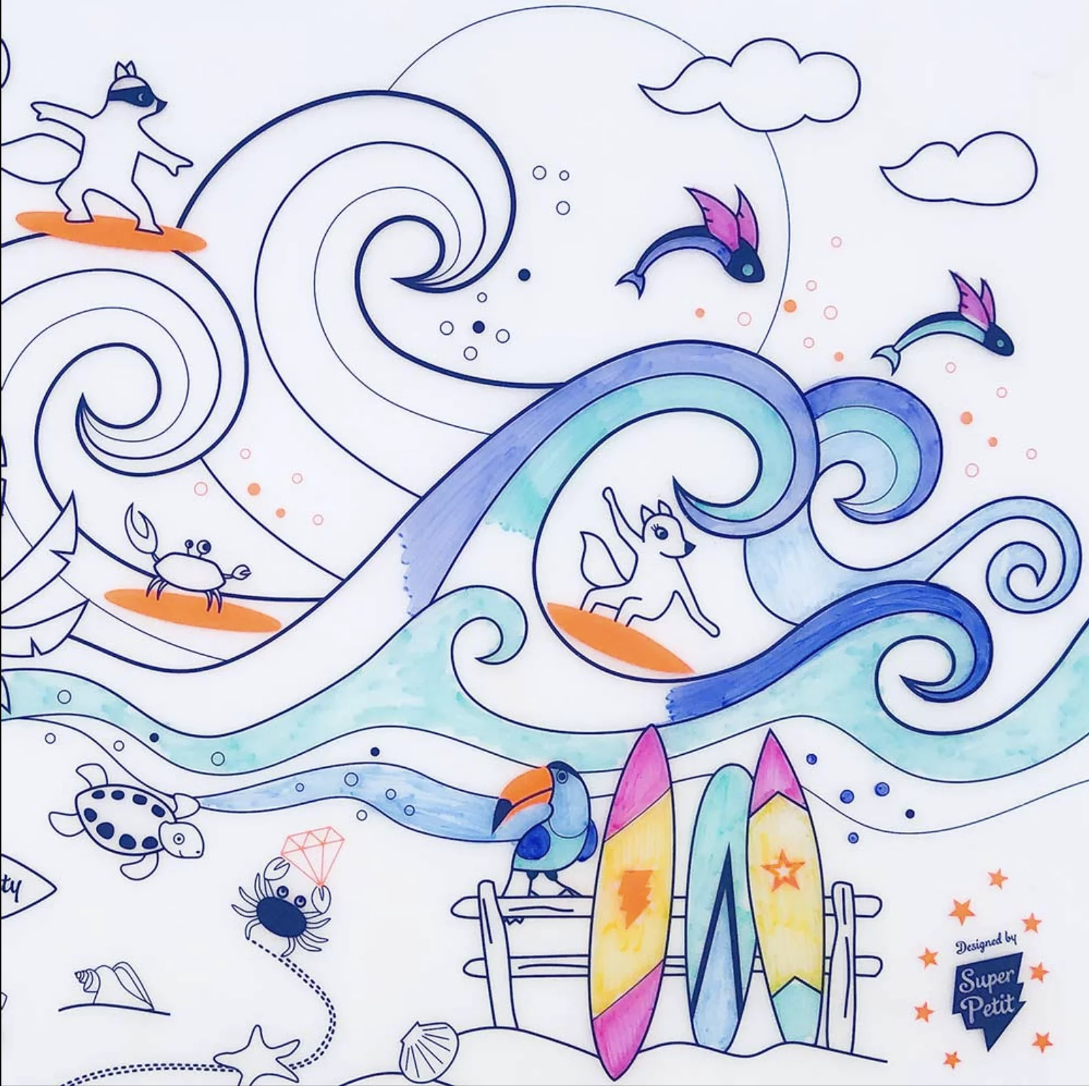 Surf Party – Set de Table à Colorier – Image 2