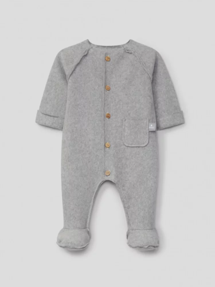 Combinaison en polaire de coton biologique gris