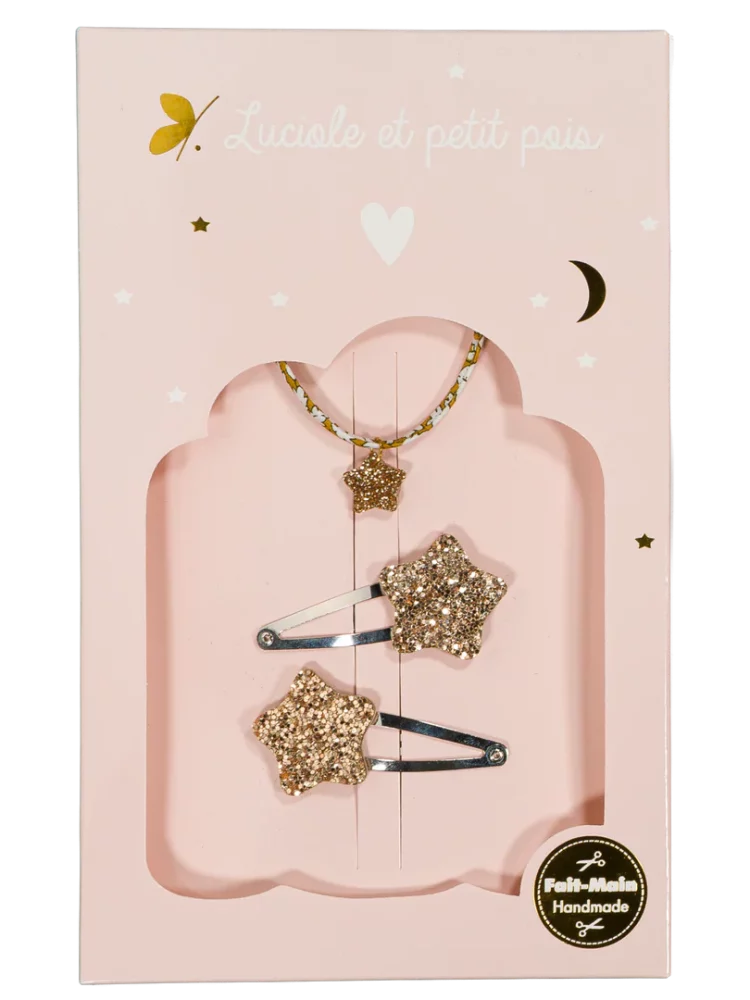Coffret Bubble star - Barrettes Bubble star & bracelet Feather Meadow