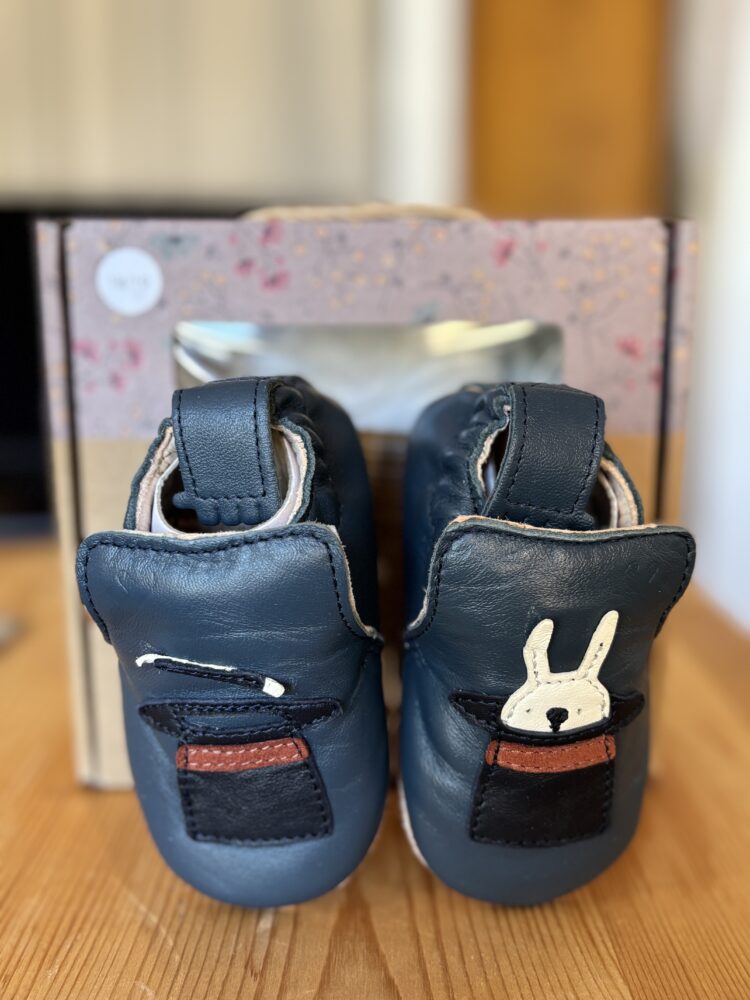 Chaussons bébé en cuir EASY PEASY MAGIE Bleu