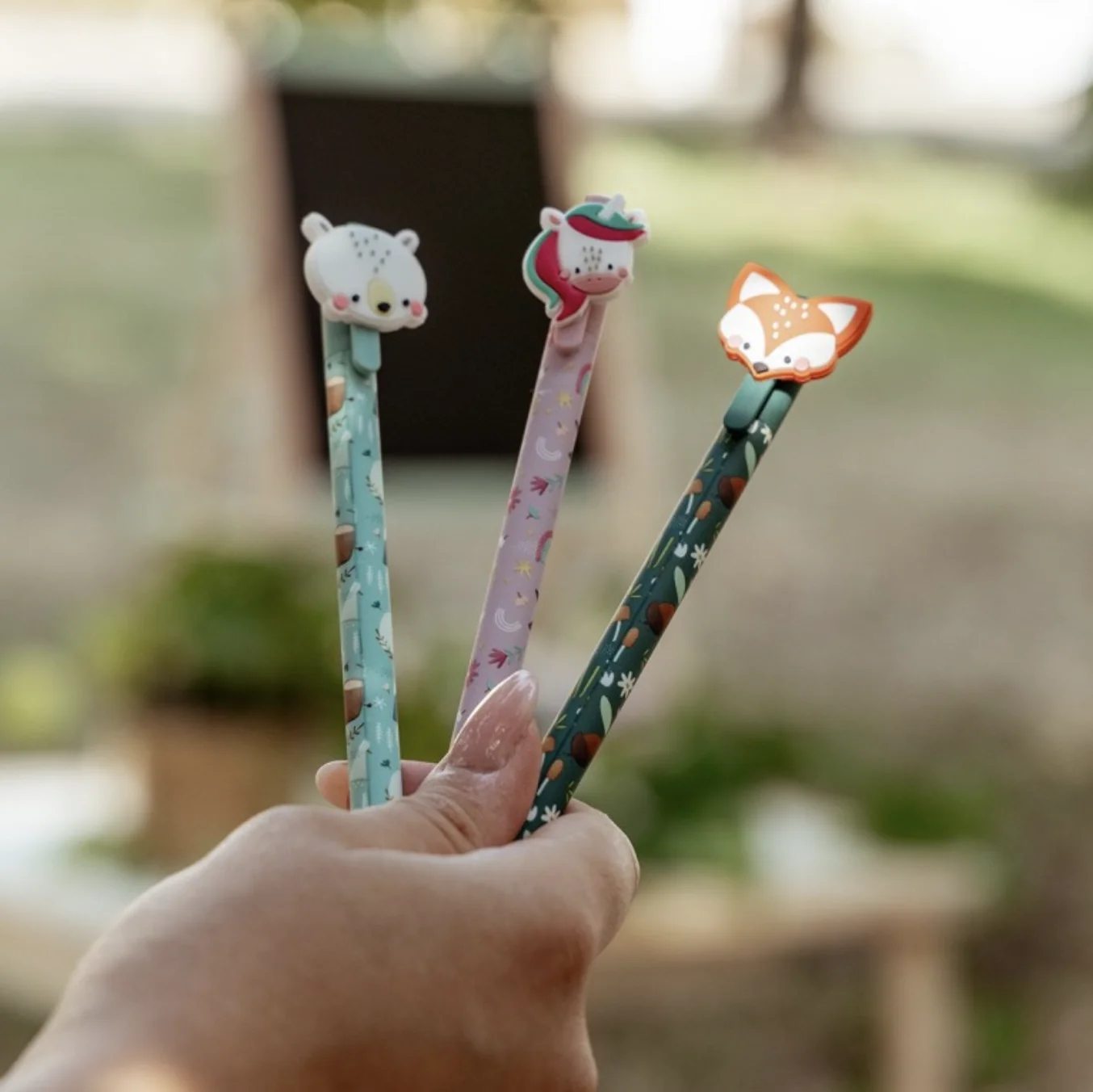 Set de Stylos Gel Effaçables – Renard, Licorne & Ours – Image 2